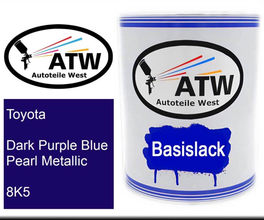 Toyota, Dark Purple Blue Pearl Metallic, 8K5: 1L Lackdose, von ATW Autoteile West.